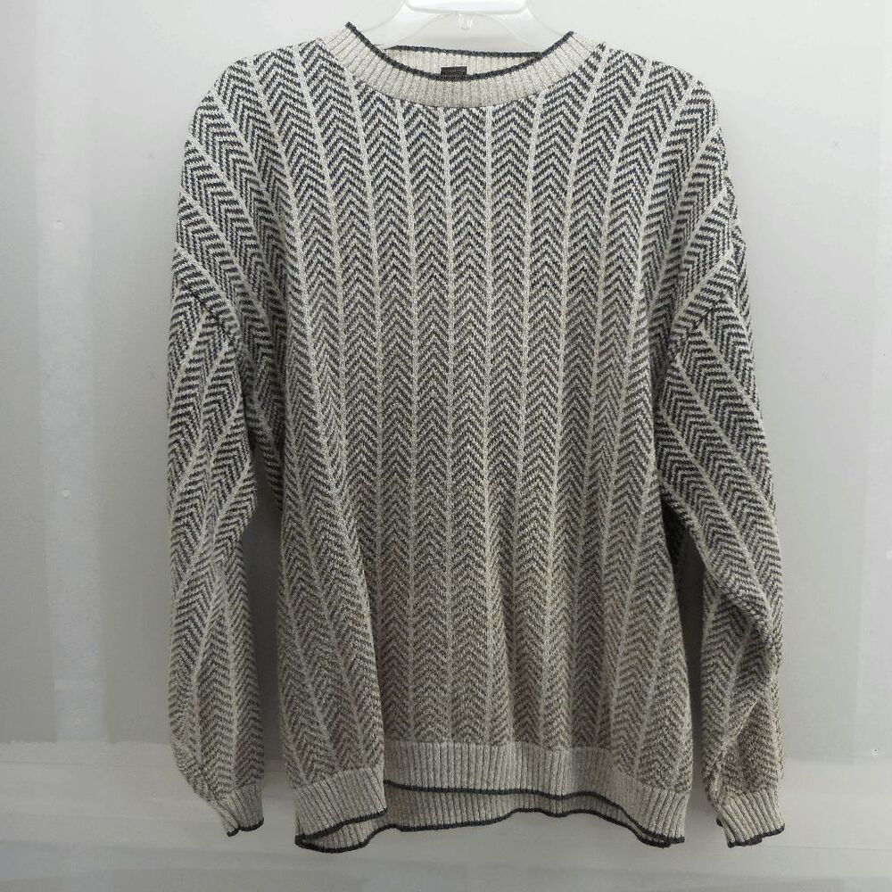 Vintage Grandpa Sweater Mens XL Brown‎ Geometric Knit Cabincore Made In USA